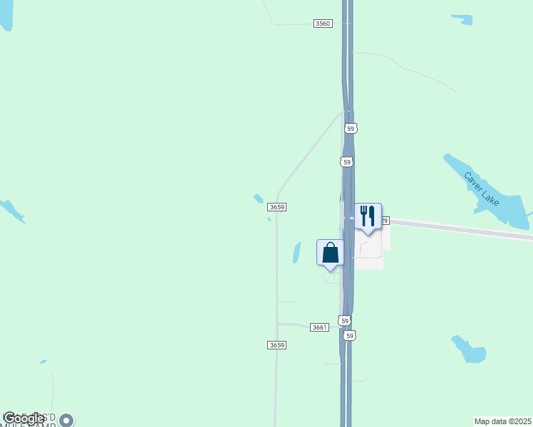 map of restaurants, bars, coffee shops, grocery stores, and more near 5839 County Road 3659 in Queen City