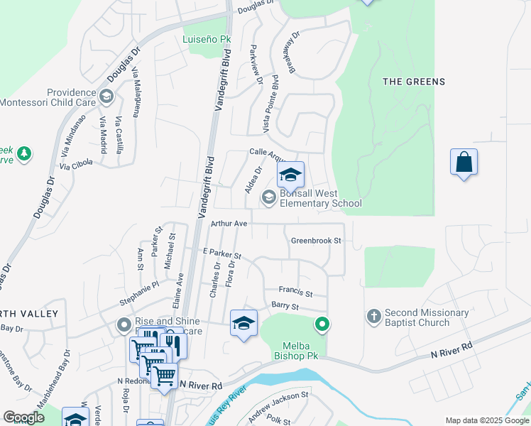 map of restaurants, bars, coffee shops, grocery stores, and more near 5014 El Mirlo Drive in Oceanside