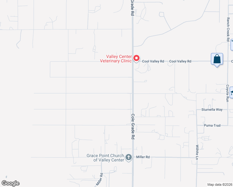 map of restaurants, bars, coffee shops, grocery stores, and more near Cole Grade Lane in Valley Center