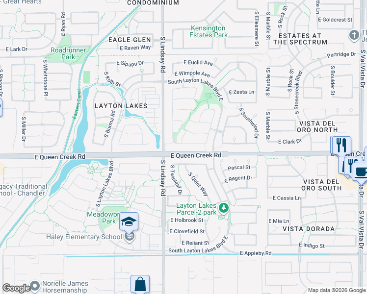 map of restaurants, bars, coffee shops, grocery stores, and more near 883 East Buckingham Avenue in Gilbert
