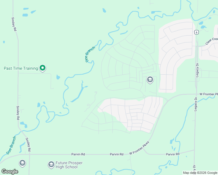 map of restaurants, bars, coffee shops, grocery stores, and more near Pvt Road 7801 in Prosper