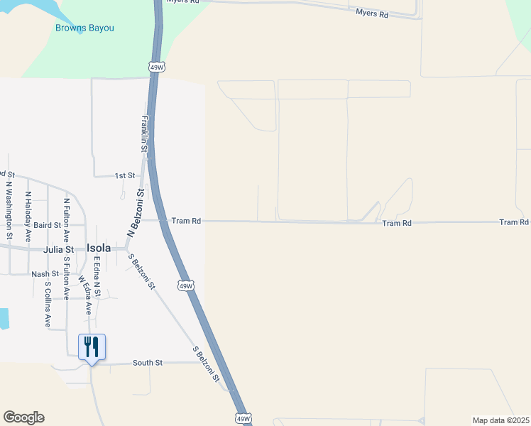 map of restaurants, bars, coffee shops, grocery stores, and more near 453 Tram Road in Isola