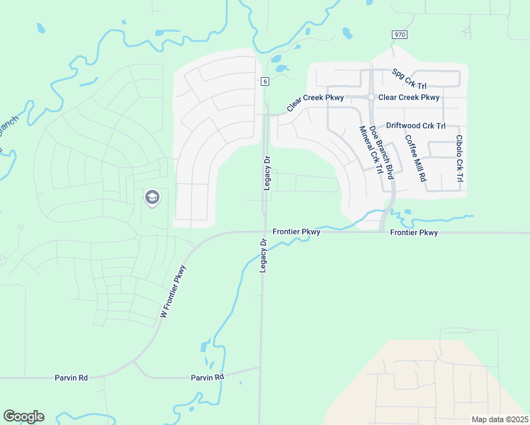 map of restaurants, bars, coffee shops, grocery stores, and more near 4525 South Legacy Drive in Prosper
