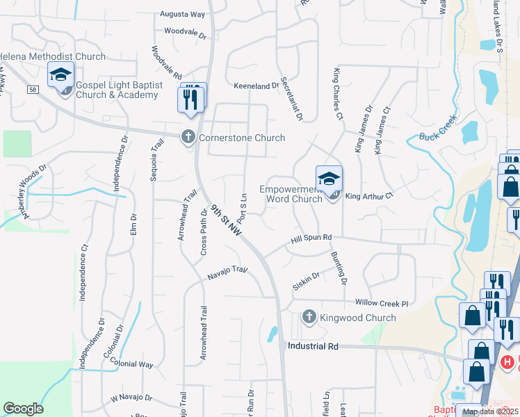 map of restaurants, bars, coffee shops, grocery stores, and more near 100 Yachtsman Street in Alabaster