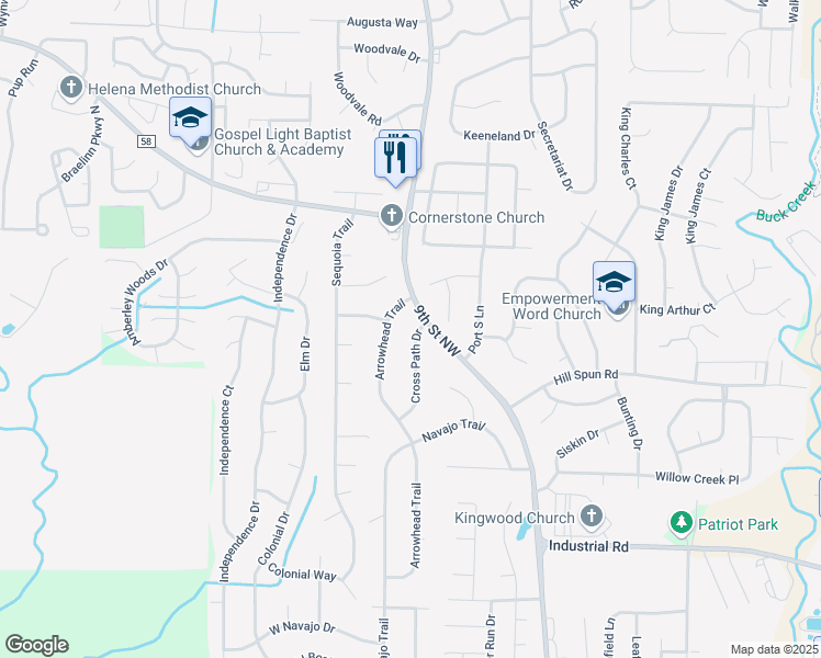 map of restaurants, bars, coffee shops, grocery stores, and more near 1471 Cross Path Drive in Alabaster