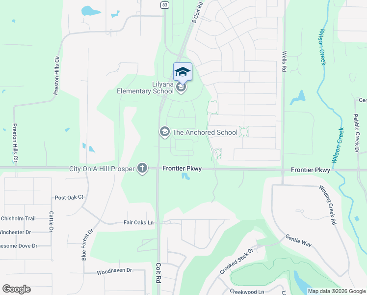 map of restaurants, bars, coffee shops, grocery stores, and more near 1400 Red Rose Trail in Celina