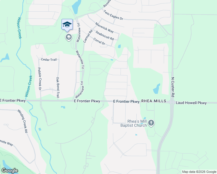 map of restaurants, bars, coffee shops, grocery stores, and more near 2919 Frontier Parkway in Prosper