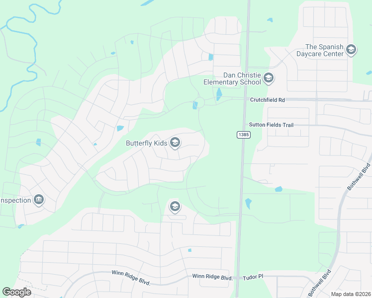 map of restaurants, bars, coffee shops, grocery stores, and more near 1612 Canter Court in Aubrey