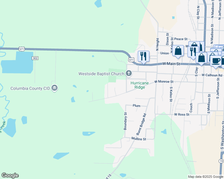 map of restaurants, bars, coffee shops, grocery stores, and more near 114 West Monrow Street in Magnolia