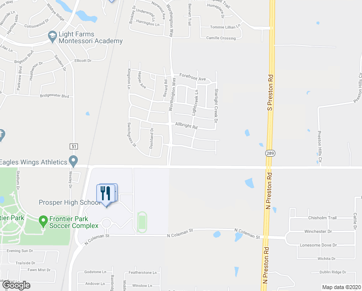 map of restaurants, bars, coffee shops, grocery stores, and more near Barnstorm Drive in Celina