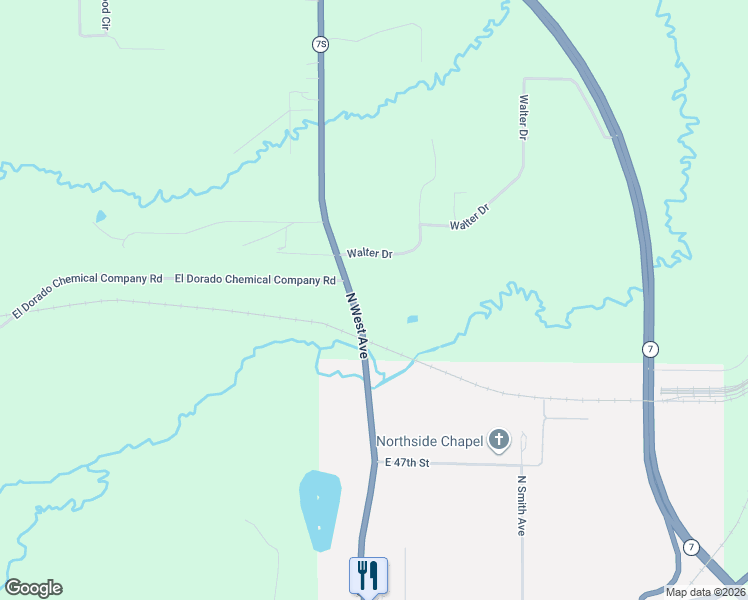 map of restaurants, bars, coffee shops, grocery stores, and more near 4165-4199 North West Avenue in El Dorado