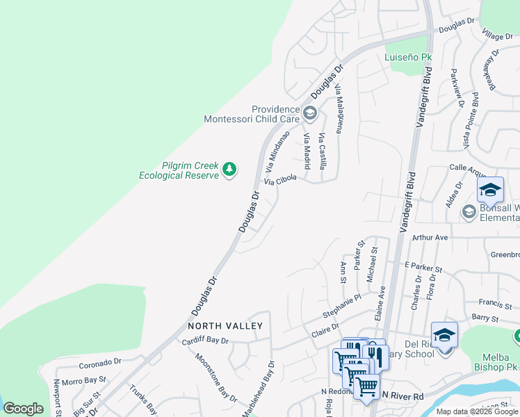 map of restaurants, bars, coffee shops, grocery stores, and more near 1394 Corte Magna in Oceanside