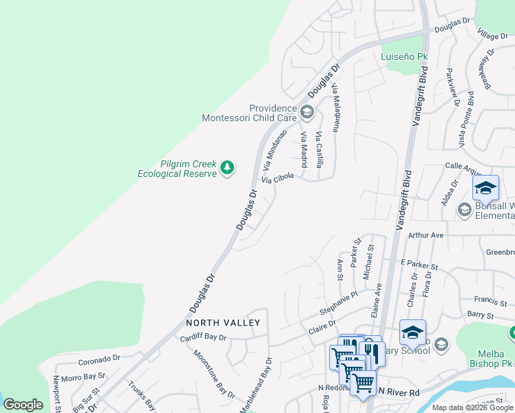 map of restaurants, bars, coffee shops, grocery stores, and more near 1394 Corte Magna in Oceanside