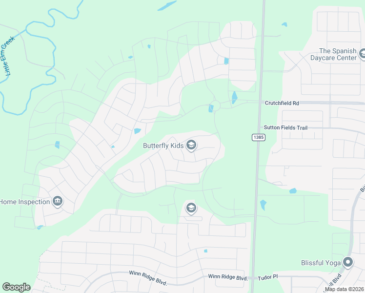 map of restaurants, bars, coffee shops, grocery stores, and more near 3900 Big Prairie Drive in Krugerville