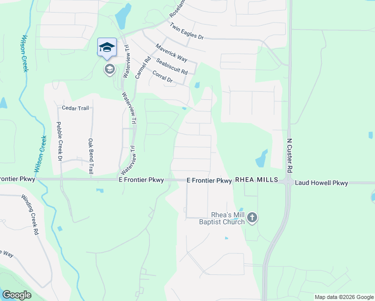 map of restaurants, bars, coffee shops, grocery stores, and more near 2919 Frontier Parkway in Prosper