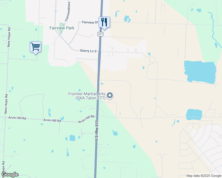 map of restaurants, bars, coffee shops, grocery stores, and more near in Krugerville