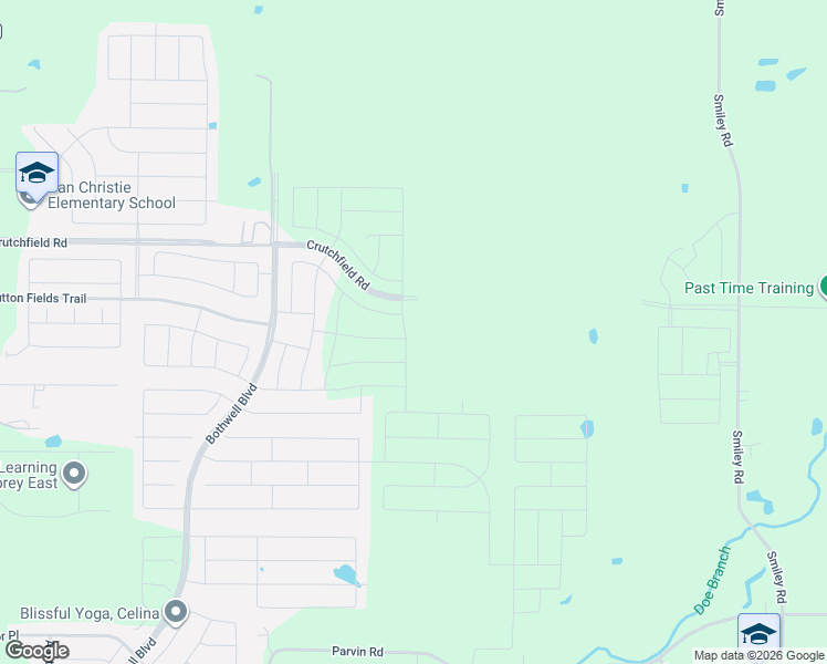 map of restaurants, bars, coffee shops, grocery stores, and more near 14738 Crutchfield Road in Aubrey