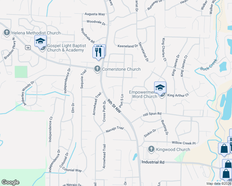 map of restaurants, bars, coffee shops, grocery stores, and more near 100 Cape Cod Circle in Alabaster