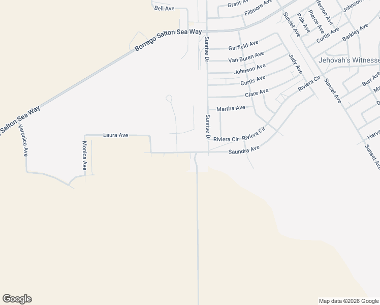map of restaurants, bars, coffee shops, grocery stores, and more near Saundra Avenue in Imperial County