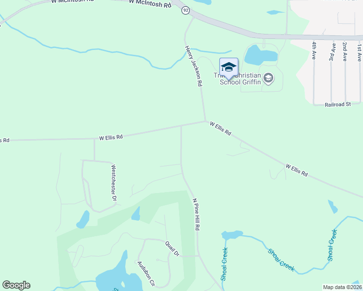 map of restaurants, bars, coffee shops, grocery stores, and more near 628 North Pine Hill Road in Griffin