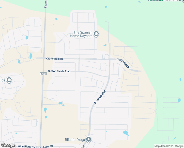 map of restaurants, bars, coffee shops, grocery stores, and more near 6128 Sutton Fields Trail in Aubrey