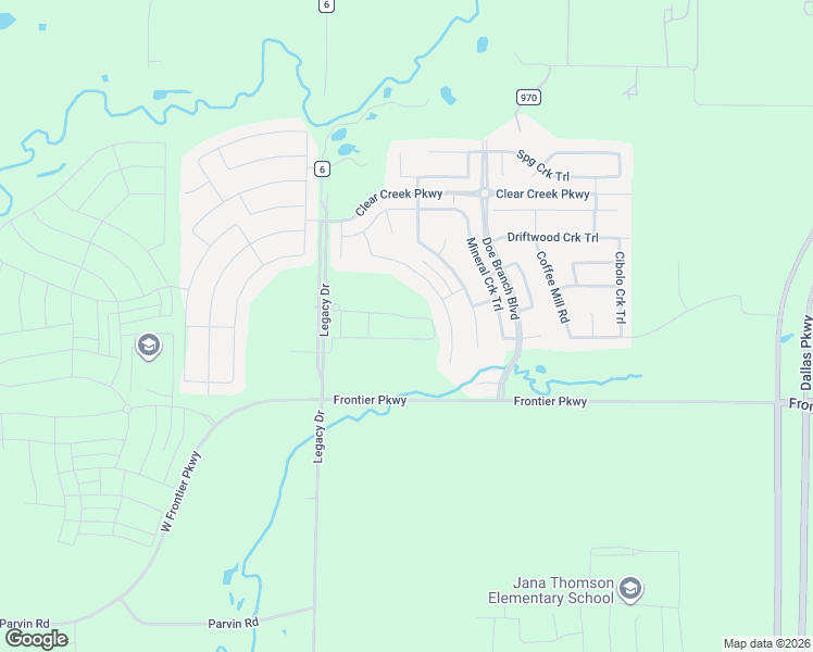 map of restaurants, bars, coffee shops, grocery stores, and more near 4420 South Legacy Drive in Prosper