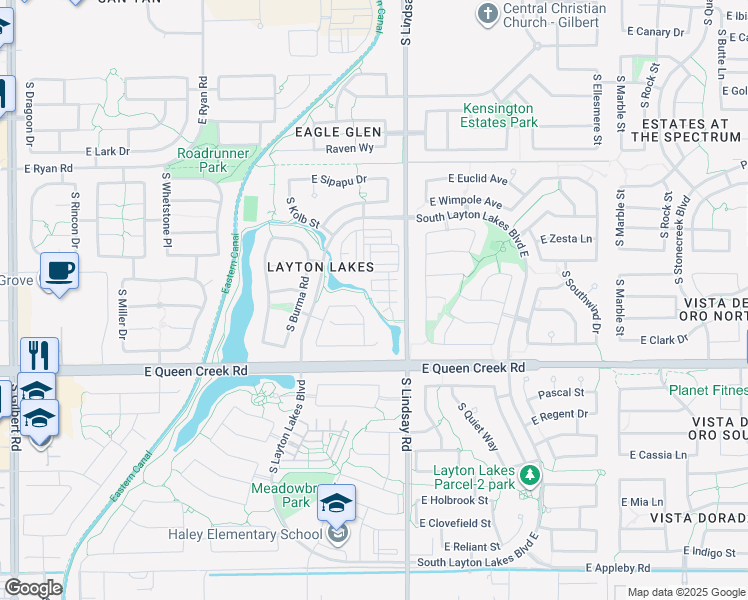 map of restaurants, bars, coffee shops, grocery stores, and more near 740 East Harper Street in Gilbert