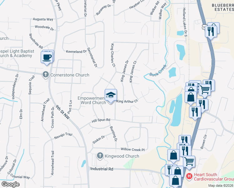 map of restaurants, bars, coffee shops, grocery stores, and more near 1352 Royalty Drive in Alabaster