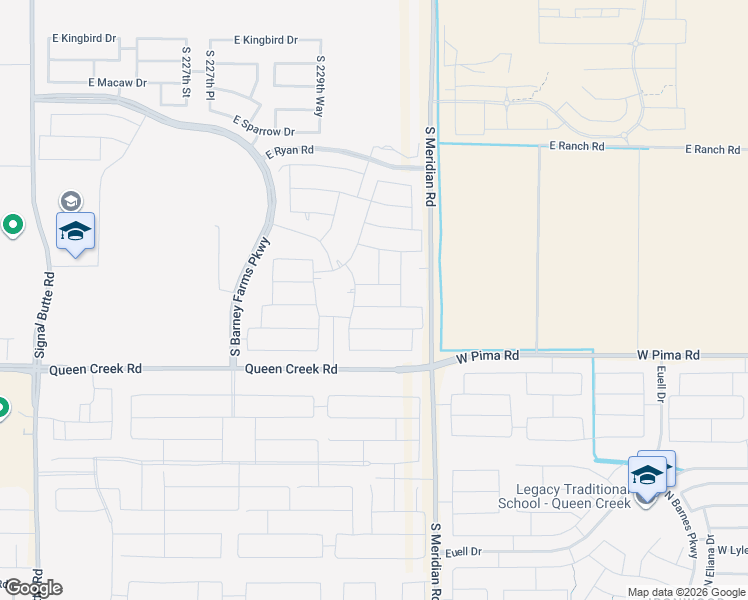 map of restaurants, bars, coffee shops, grocery stores, and more near 23112 East Carriage Way in Queen Creek