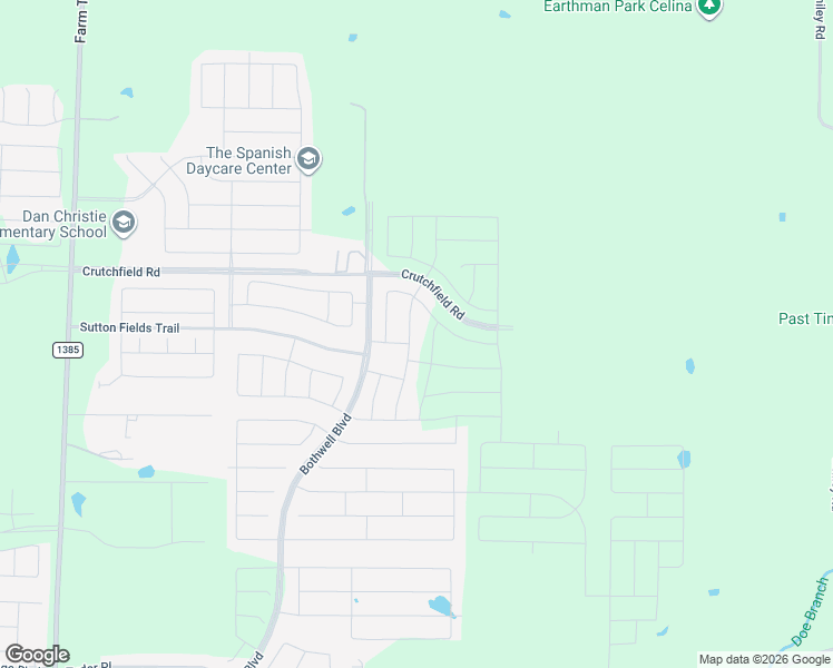 map of restaurants, bars, coffee shops, grocery stores, and more near 14738 Crutchfield Road in Aubrey