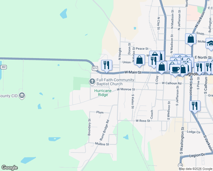 map of restaurants, bars, coffee shops, grocery stores, and more near 904 Ellen in Magnolia