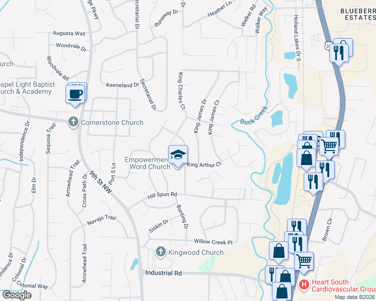 map of restaurants, bars, coffee shops, grocery stores, and more near 1352 Royalty Drive in Alabaster