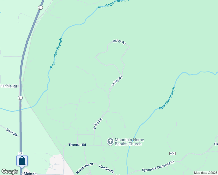 map of restaurants, bars, coffee shops, grocery stores, and more near 73 East Valley Road in Talladega