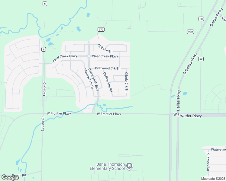map of restaurants, bars, coffee shops, grocery stores, and more near 4328 Coffee Mill Road in Prosper