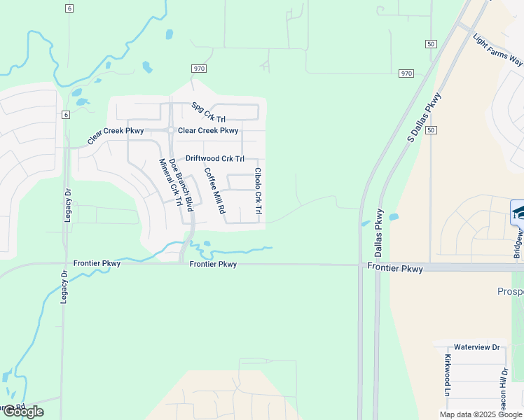 map of restaurants, bars, coffee shops, grocery stores, and more near 4326 Cibolo Creek Trail in Prosper