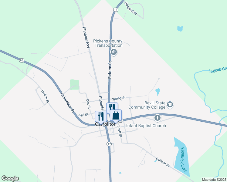 map of restaurants, bars, coffee shops, grocery stores, and more near 956 Reform Street in Carrollton