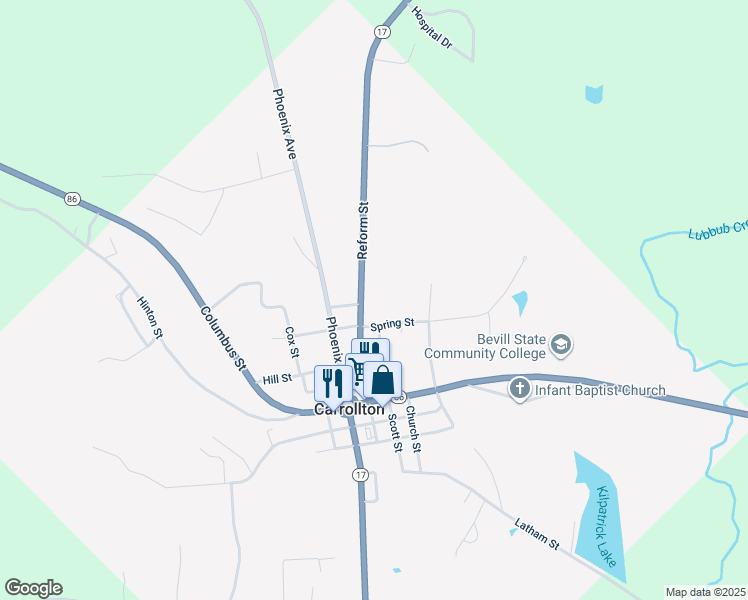 map of restaurants, bars, coffee shops, grocery stores, and more near 956 Reform Street in Carrollton
