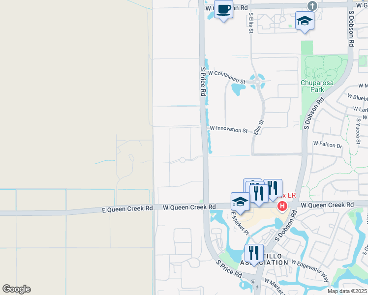 map of restaurants, bars, coffee shops, grocery stores, and more near 2600 South Price Road in Chandler