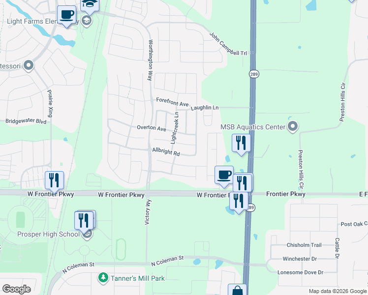map of restaurants, bars, coffee shops, grocery stores, and more near 505 Allbright Road in Celina