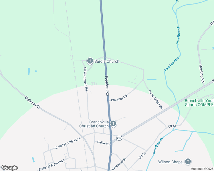 map of restaurants, bars, coffee shops, grocery stores, and more near 6810 Freedom Road in Branchville