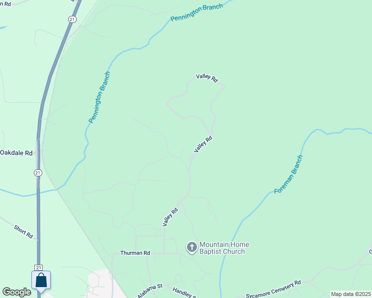 map of restaurants, bars, coffee shops, grocery stores, and more near 73 East Valley Road in Talladega