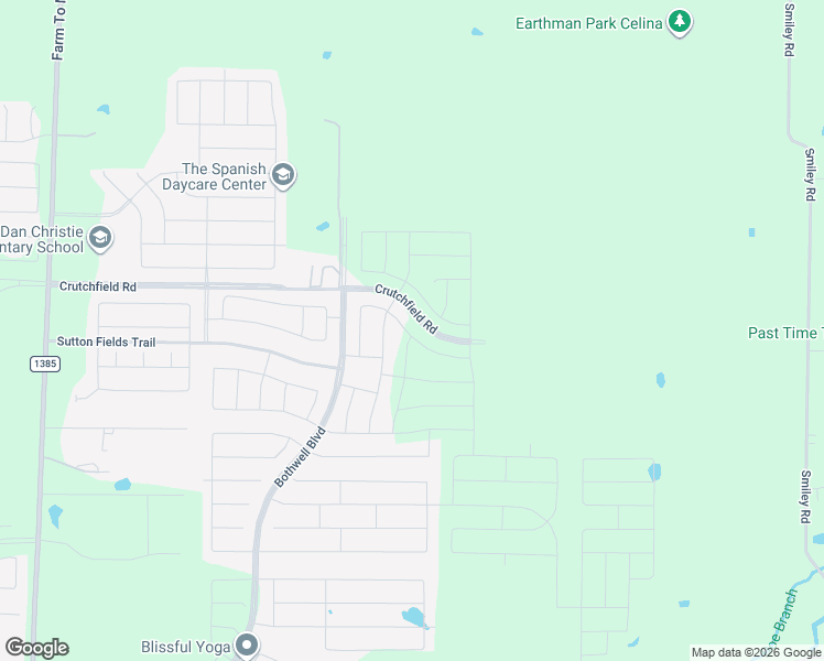 map of restaurants, bars, coffee shops, grocery stores, and more near 14738 Crutchfield Road in Aubrey