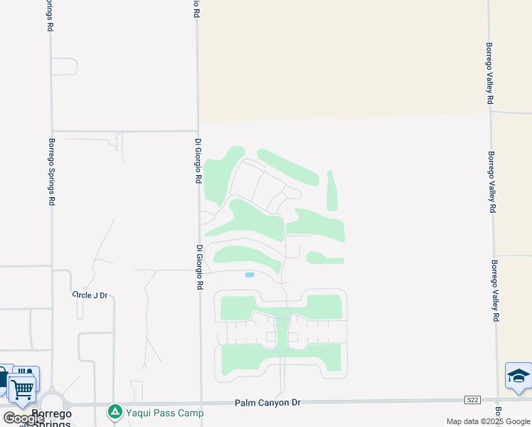 map of restaurants, bars, coffee shops, grocery stores, and more near 1010 Palm Canyon Drive in Borrego Springs