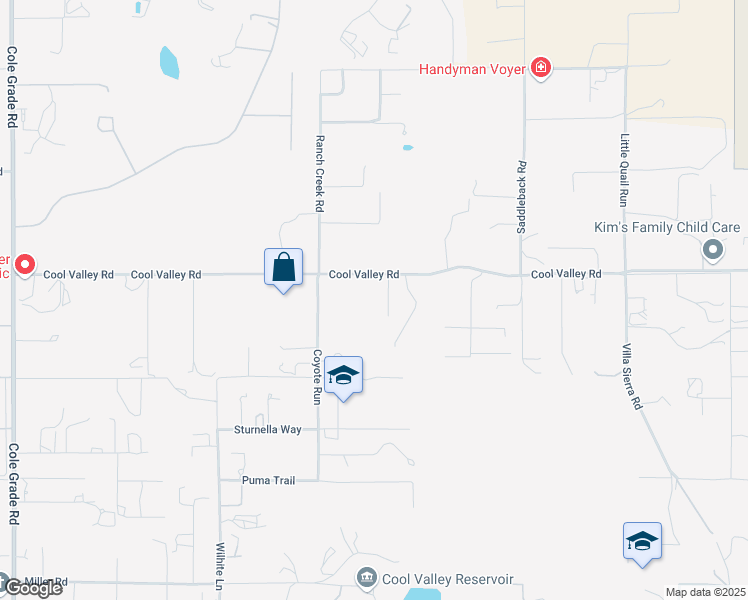 map of restaurants, bars, coffee shops, grocery stores, and more near 14931 Cool Valley Road in Valley Center