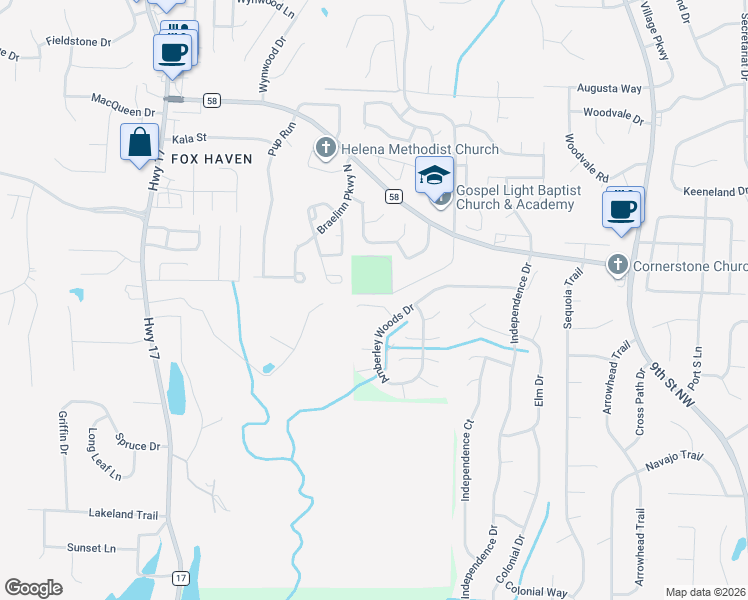 map of restaurants, bars, coffee shops, grocery stores, and more near 168 Penhale Park Road in Helena
