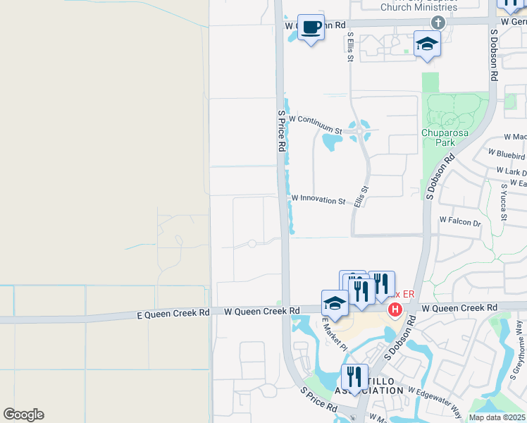 map of restaurants, bars, coffee shops, grocery stores, and more near 2700 South Price Road in Chandler