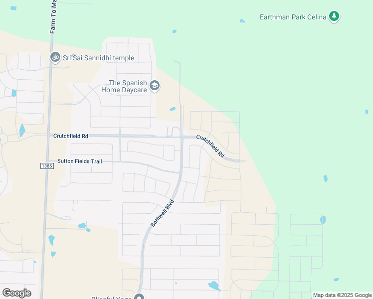map of restaurants, bars, coffee shops, grocery stores, and more near 14517 Crutchfield Road in Aubrey