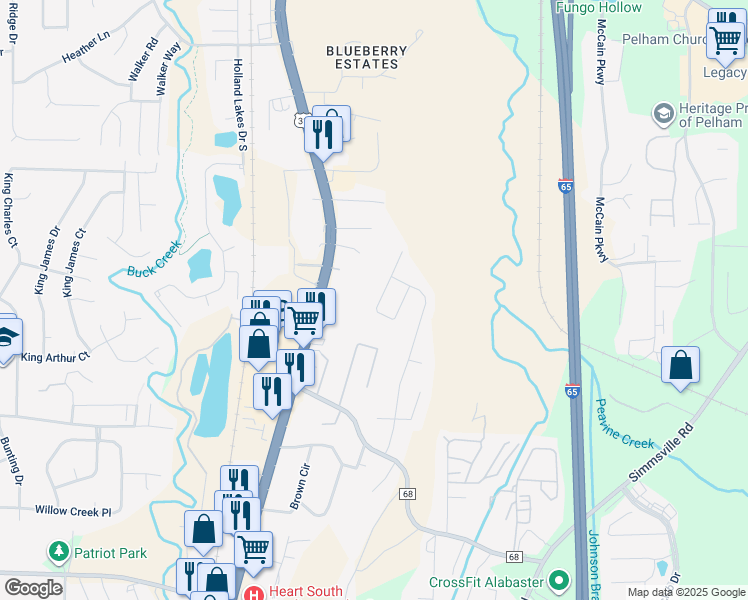 map of restaurants, bars, coffee shops, grocery stores, and more near 150 Highview Cove in Pelham