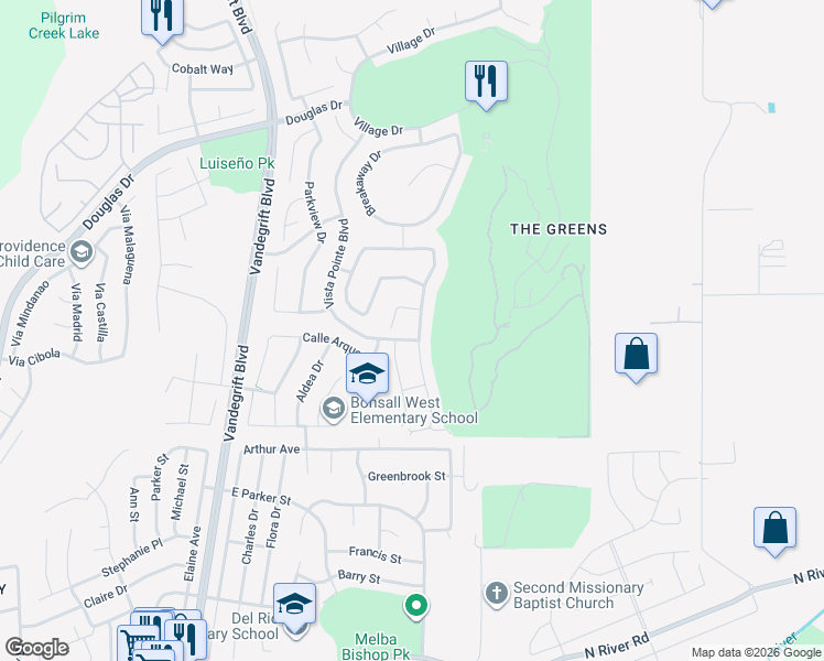 map of restaurants, bars, coffee shops, grocery stores, and more near 1247 Bellingham Drive in Oceanside