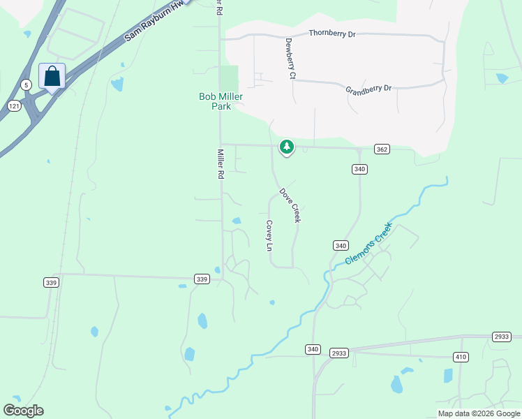 map of restaurants, bars, coffee shops, grocery stores, and more near 1228 Miller Road in Melissa